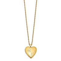 1/20 Gold Filled Polished Front Satin Back Diamond Forever 20mm Heart Locket Necklace - 18in view 2