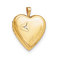 1/20 Gold Filled Polished Front Satin Back Diamond Forever 20mm Heart Locket Necklace - 18in view 3
