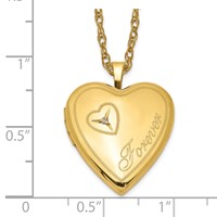 1/20 Gold Filled Polished Front Satin Back Diamond Forever 20mm Heart Locket Necklace - 18in view 4