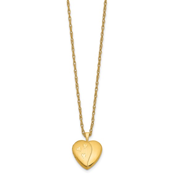1/20 14K Gold Filled 16mm Satin and Polished Heart Locket Necklace
