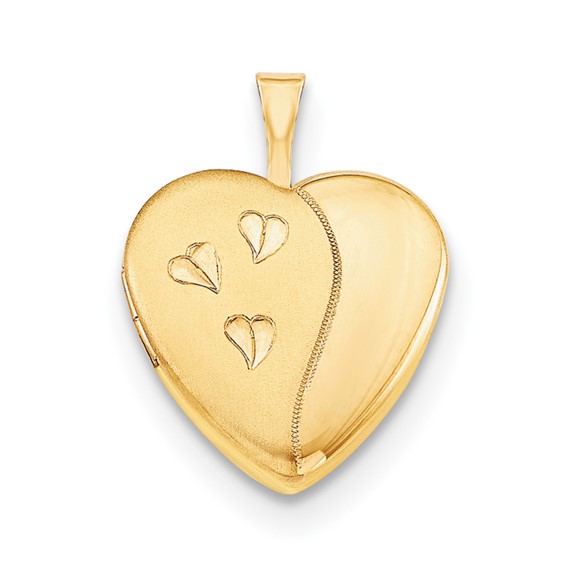 1/20 14K Gold Filled 16mm Satin and Polished Heart Locket Necklace