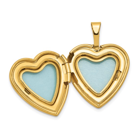 1/20 14K Gold Filled 16mm Satin and Polished Heart Locket Necklace