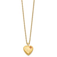 1/20 14K Gold Filled Satin Pink Enameled Flower I Love You 16mm Heart Locket Necklace, 18" view 2