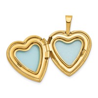 1/20 14K Gold Filled Satin Pink Enameled Flower I Love You 16mm Heart Locket Necklace, 18" view 5