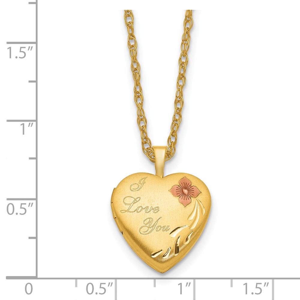 1/20 Gold Filled 16mm Enameled Flower I Love You Heart Locket Necklace (QLS292-18)