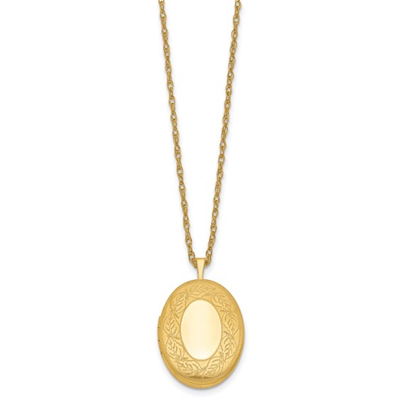 1/20 14K Gold Filled 26mm Leaf Border Oval Locket Necklace
