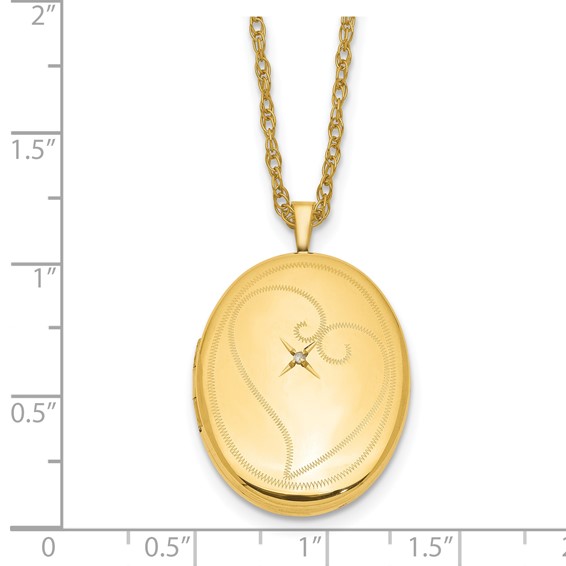1/20 14K Gold Filled 26mm Diamond in Heart Oval Locket Necklace