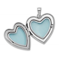 Sterling Silver Rhodium-plated Polished 24mm Heart Locket view 5