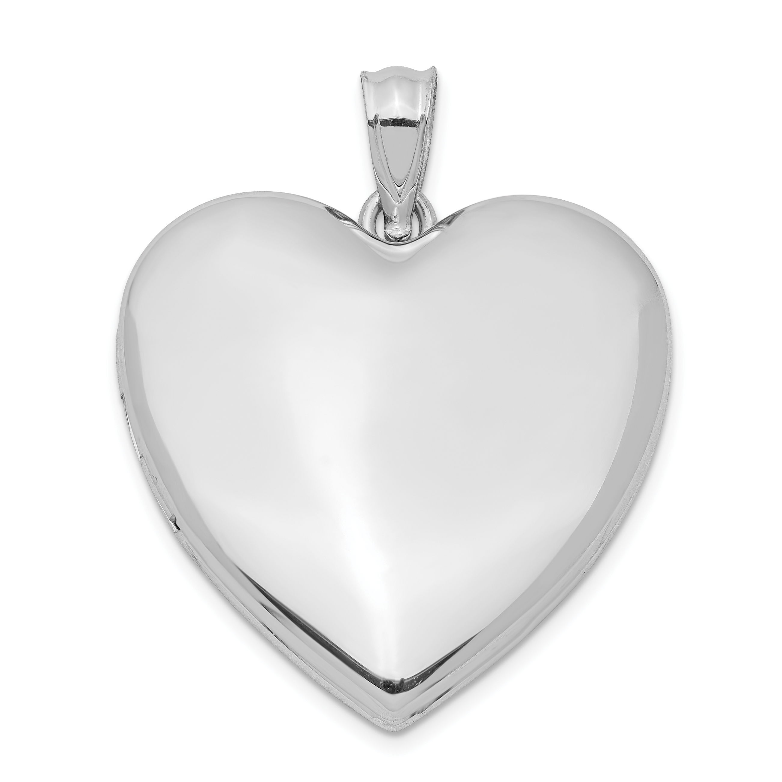 Sterling Silver Rhodium-plated 24mm Plain Heart Locket (QLS303)