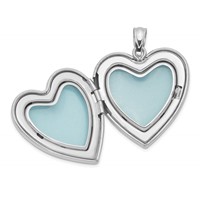 Sterling Silver Rhodium-plated 24mm with Cross Design Heart Locket view 5