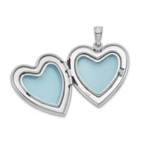 Sterling Silver Rhodium-plated Diamond Star Design 24mm Heart Locket view 5