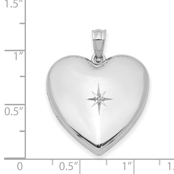 Sterling Silver Diamond Star Heart Locket