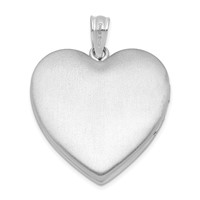 Sterling Silver Rhodium-plated Pink and Green Enameled Rose with Border I Love You 24mm Heart Locket view 3