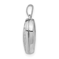Sterling Silver Rhodium-plated Polished Scroll Border Plain Back 15mm Heart Locket view 2
