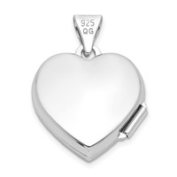 Sterling Silver Rhodium-plated Polished Scroll Border Plain Back 15mm Heart Locket view 3