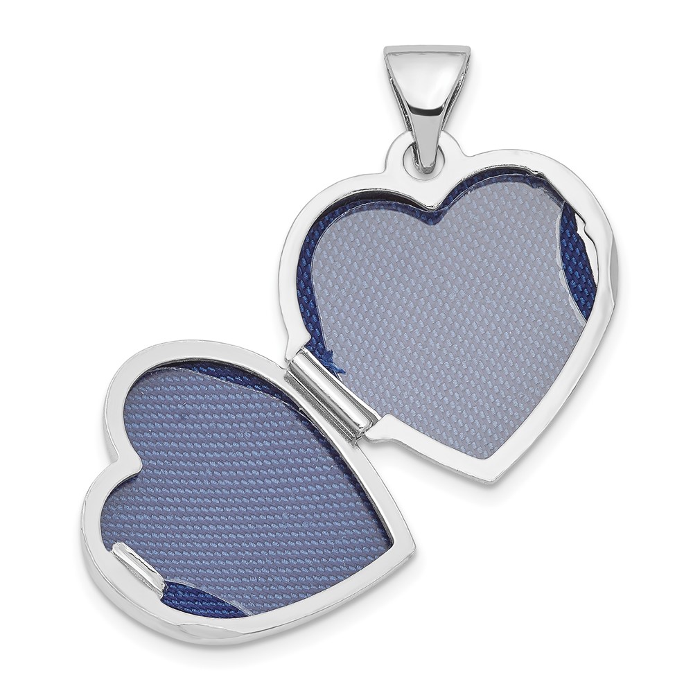 Sterling Silver Rhodium-plated Scroll Border Heart Locket (QLS31)