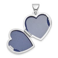 Sterling Silver Rhodium-plated Polished Scroll Border Plain Back 15mm Heart Locket view 4