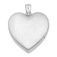 Sterling Silver Rhodium-plated Polished Front Satin Back Swirl Design 24mm Heart Locket view 3