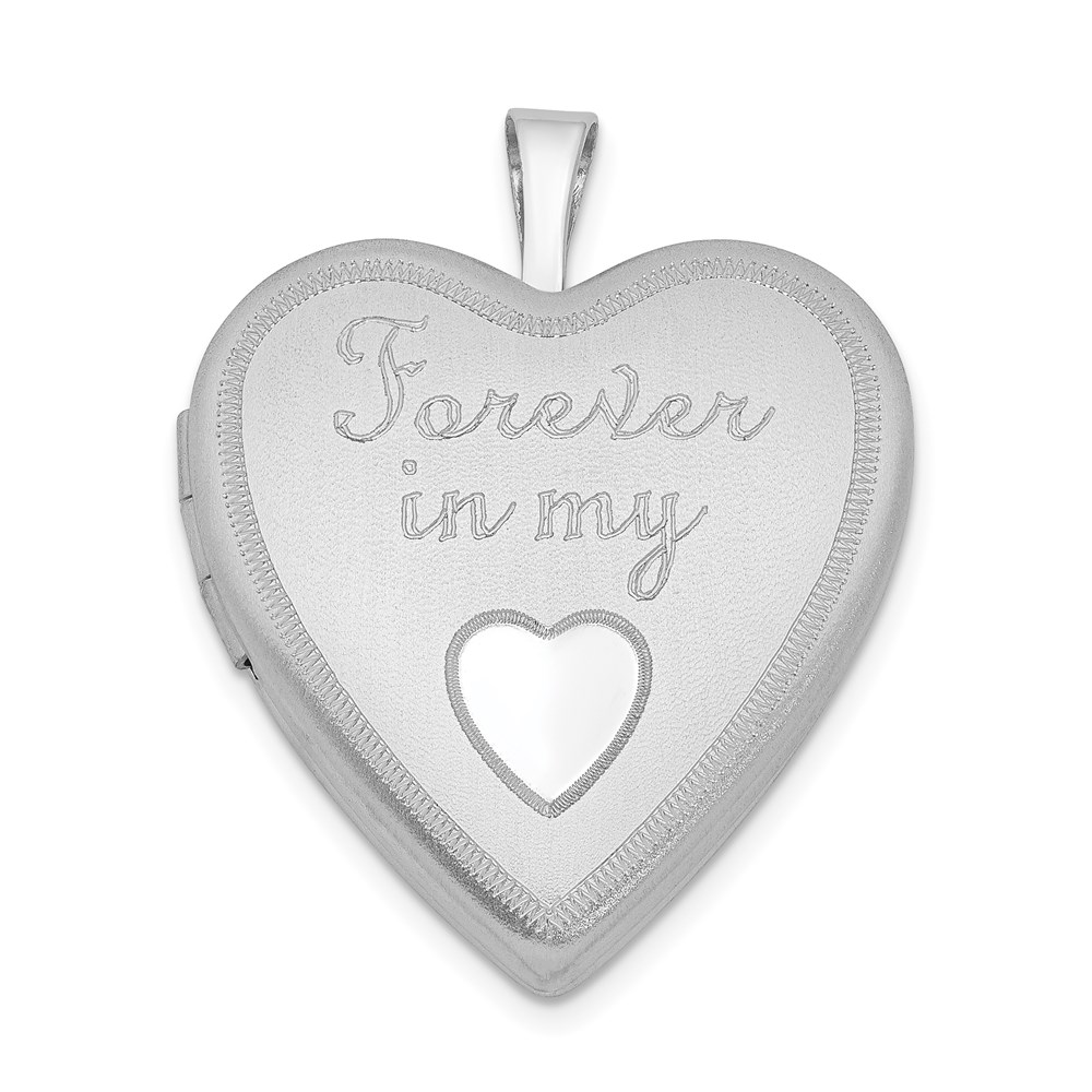 Sterling Silver Rhodium-plated 20mm Forever In My Heart Locket