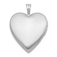 Sterling Silver Rhodium-plated Polished and Satin Diamond-cut Floral Border 20mm Heart Locket view 3