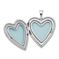 Sterling Silver Rhodium-plated Polished and Satin Diamond-cut Floral Border 20mm Heart Locket view 5