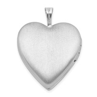 Sterling Silver Rhodium-plated Satin and Polished Cross 20mm Heart Locket view 3