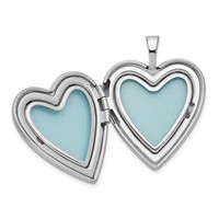 Sterling Silver Rhodium-plated Satin and Polished Cross 20mm Heart Locket view 5