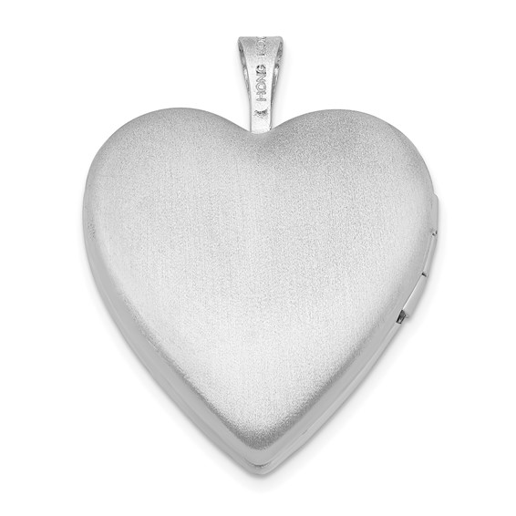 Sterling Silver Rhodium-plated Satin 20mm Enameled Rose Heart Locket