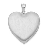 Sterling Silver Rhodium-plated Pink Enameled Floral Border 24mm Heart Locket view 3
