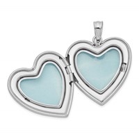 Sterling Silver Rhodium-plated Pink Enameled Floral Border 24mm Heart Locket view 5