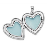 Sterling Silver Rhodium-plated Pink and Green Enameled Floral with Mom 24mm Heart Locket view 5