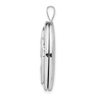 Sterling Silver Rhodium-plated Polished and Satin Mother and Baby 26mm Oval Locket view 2