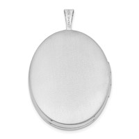 Sterling Silver Rhodium-plated Polished and Satin Mother and Baby 26mm Oval Locket view 3