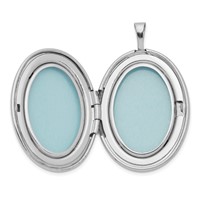 Sterling Silver Rhodium-plated Polished and Satin Mother and Baby 26mm Oval Locket view 5