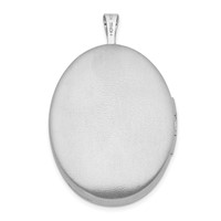 Sterling Silver Rhodium-plated Polished Front Satin Back Leaf Border 26mm Oval Locket view 3
