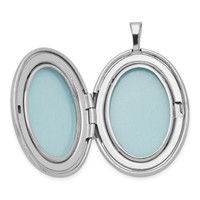 Sterling Silver Rhodium-plated Polished Front Satin Back Leaf Border 26mm Oval Locket view 5