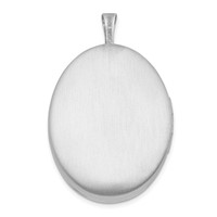 Sterling Silver Rhodium-plated Satin Pink Enameled Flower Scroll 26mm Oval Locket view 3