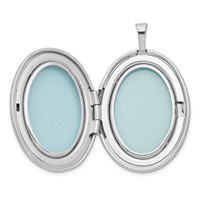 Sterling Silver Rhodium-plated Satin Pink Enameled Flower Scroll 26mm Oval Locket view 5