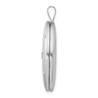 Sterling Silver Rhodium-plated Diamond Star Scalloped Border 26mm Oval Locket view 2