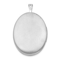 Sterling Silver Rhodium-plated Diamond Star Scalloped Border 26mm Oval Locket view 3