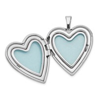 Sterling Silver Rhodium-plated Pink and Green Enameled Butterfly with Flower 20mm Heart Locket view 5