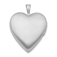 Sterling Silver Rhodium-plated Satin and Polished Diamond Star 20mm Heart Locket view 3