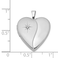 Sterling Silver Rhodium-plated Satin and Polished Diamond Star 20mm Heart Locket view 4