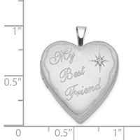 Sterling Silver Rhodium-plated 20mm Best Friend with Diamond Heart Locket view 4