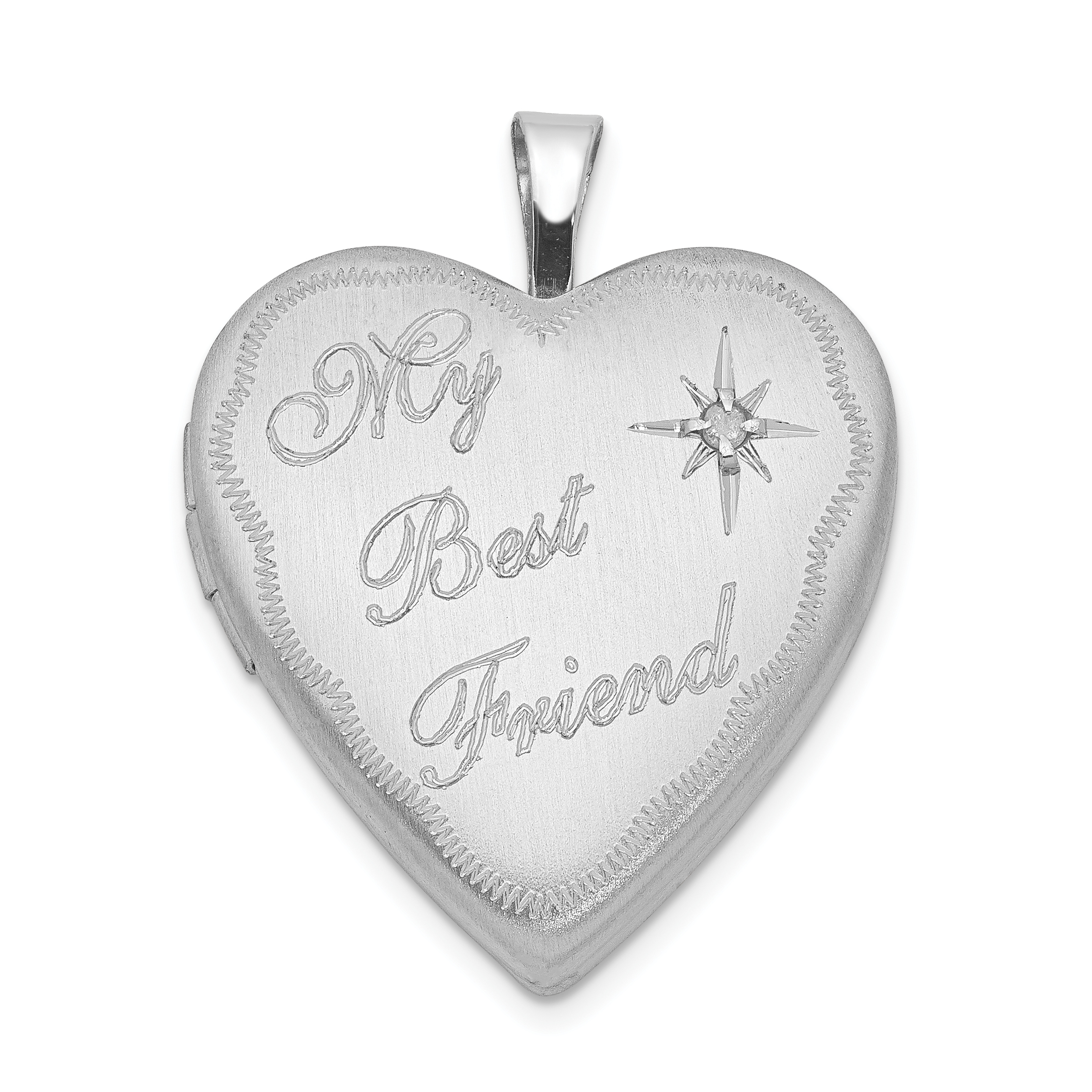 Sterling Silver Rhodium-plated 20mm Best Friend with Diamond Heart Locket (QLS343)