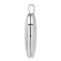 Sterling Silver Rhodium-plated Polished Front Satin Back Swirl Design 20mm Heart Locket view 2