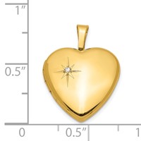 Sterling Silver Gold-plated Polished Diamond Star 16mm Heart Locket view 4
