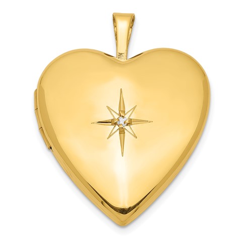 Sterling Silver Gold-plated Diamond Star Design 20mm Heart Locket