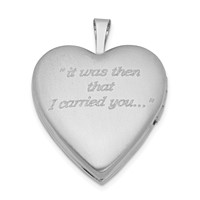Sterling Silver Rhodium-plated 20mm D C Footprints Heart Locket view 4
