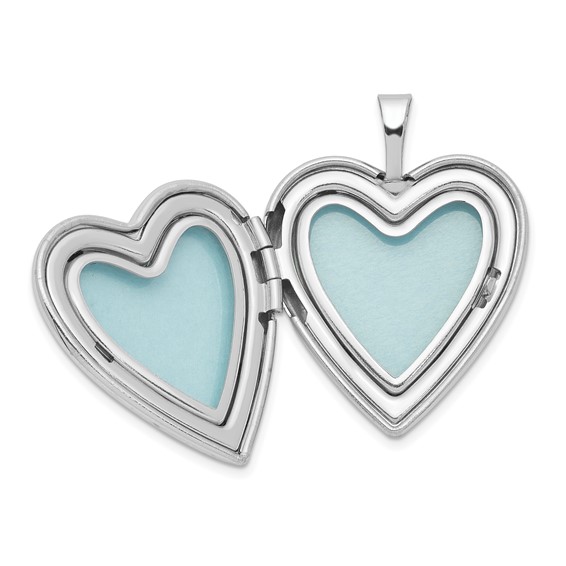 Sterling Silver Rhodium-plated 20mm D/C Footprints Heart Locket